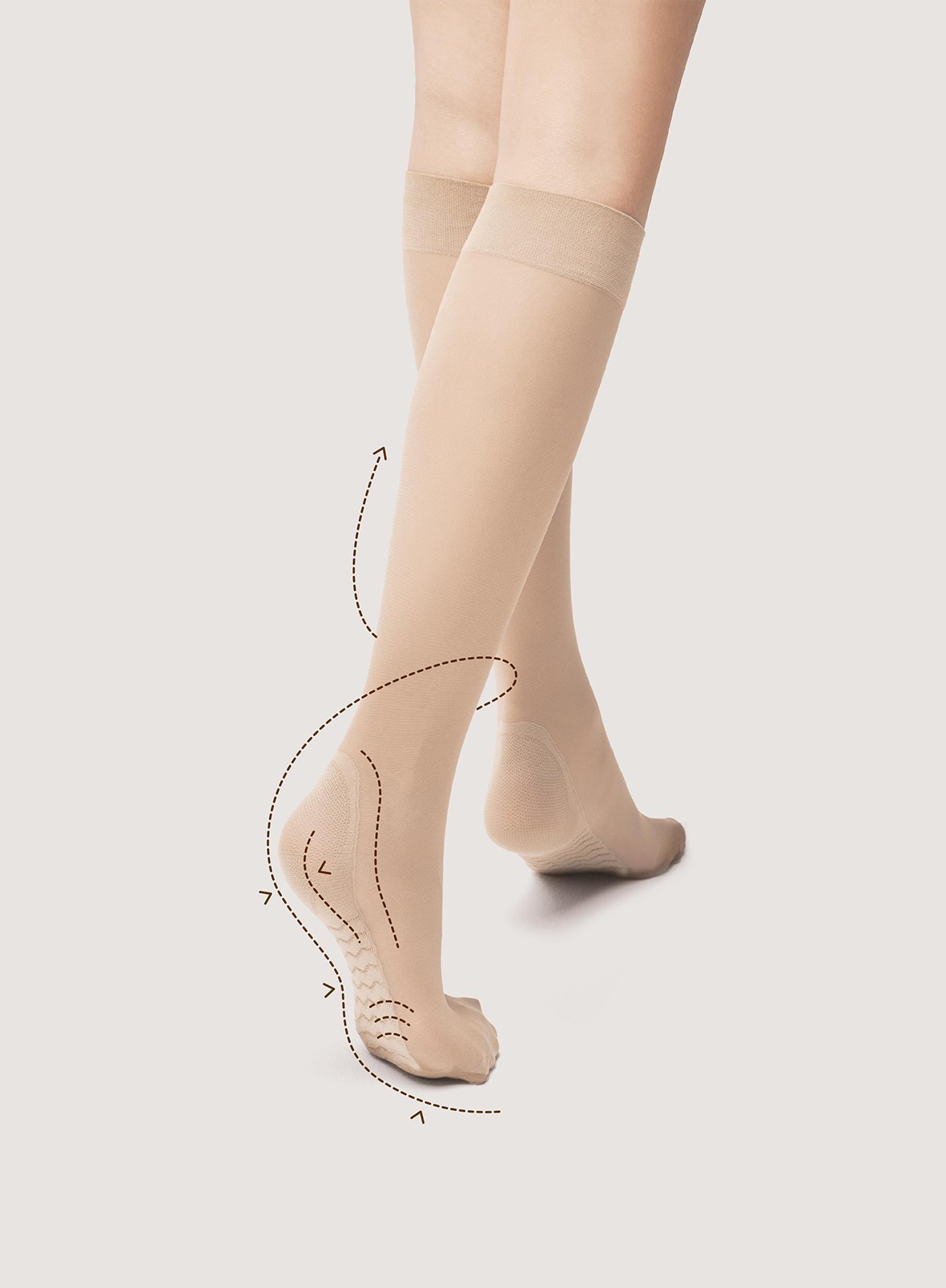 M2100 MEDICA - PODKOLANÓWKI MASSAGE 20 DEN POUDRE KNEE-HIGHS