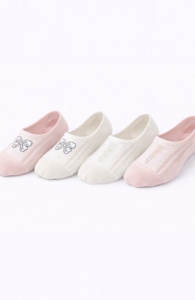 STOPKI DAMSKIE ST095 BAWEŁNA SERCA/MOTYL