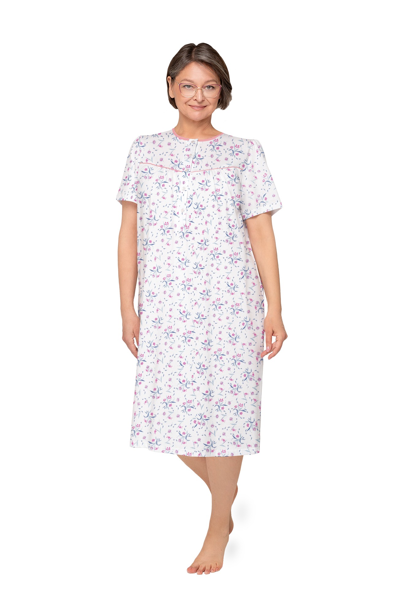 KOSZULA NOCNA DAMSKA BOGNA I 203 BIG 3XL-4XL KR/RĘKAW