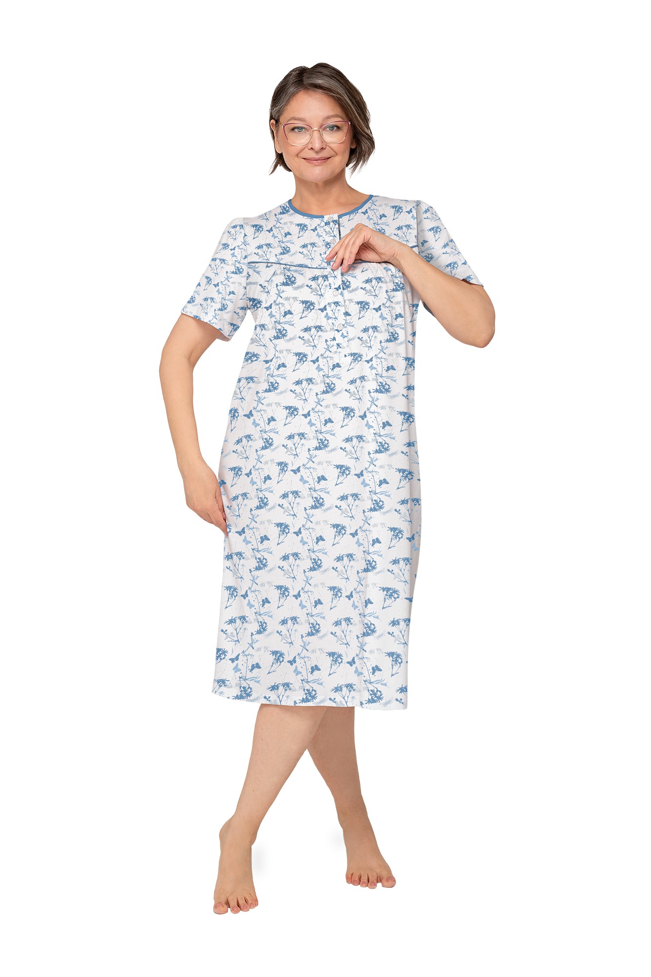 KOSZULA NOCNA DAMSKA BOGNA I 203 BIG 3XL-4XL KR/RĘKAW