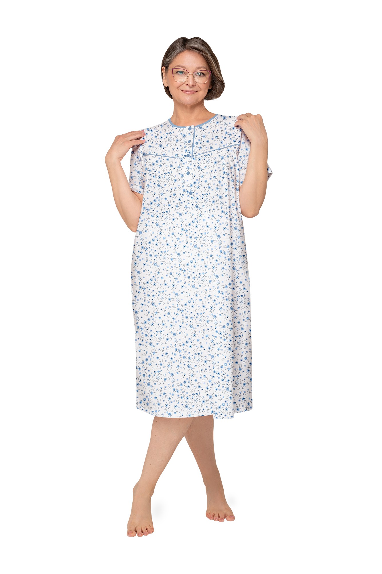 KOSZULA NOCNA DAMSKA BOGNA I 203 BIG 3XL-4XL KR/RĘKAW
